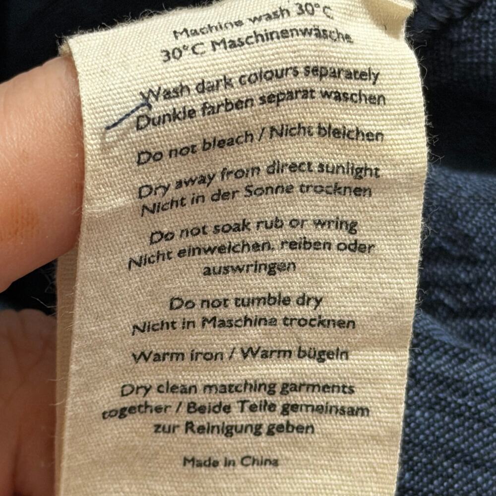 POETRY Dark Indigo Linen Blend Cropped Wide Leg Jumpsuit US 8 - Picture 9 of 12